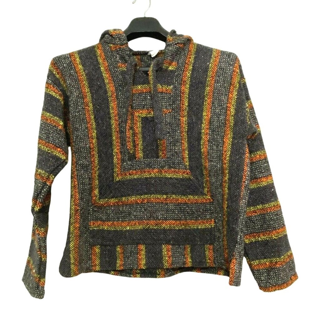 Mexican Jerga Baja Hoodie Mens S Western Surf Skater‎ Serape Style Beach Travel